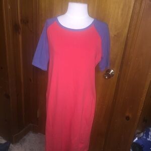 Lularoe julia Red/blue sheath dress plus size 2x